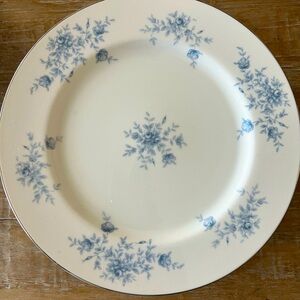 Silver trimmed floral plates two